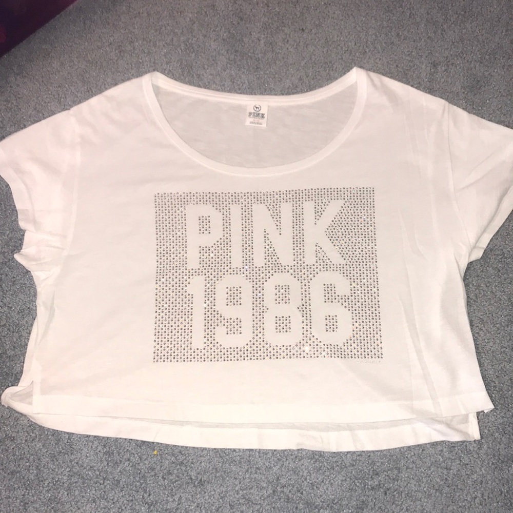 Victoria Secret Pink White Crop Top